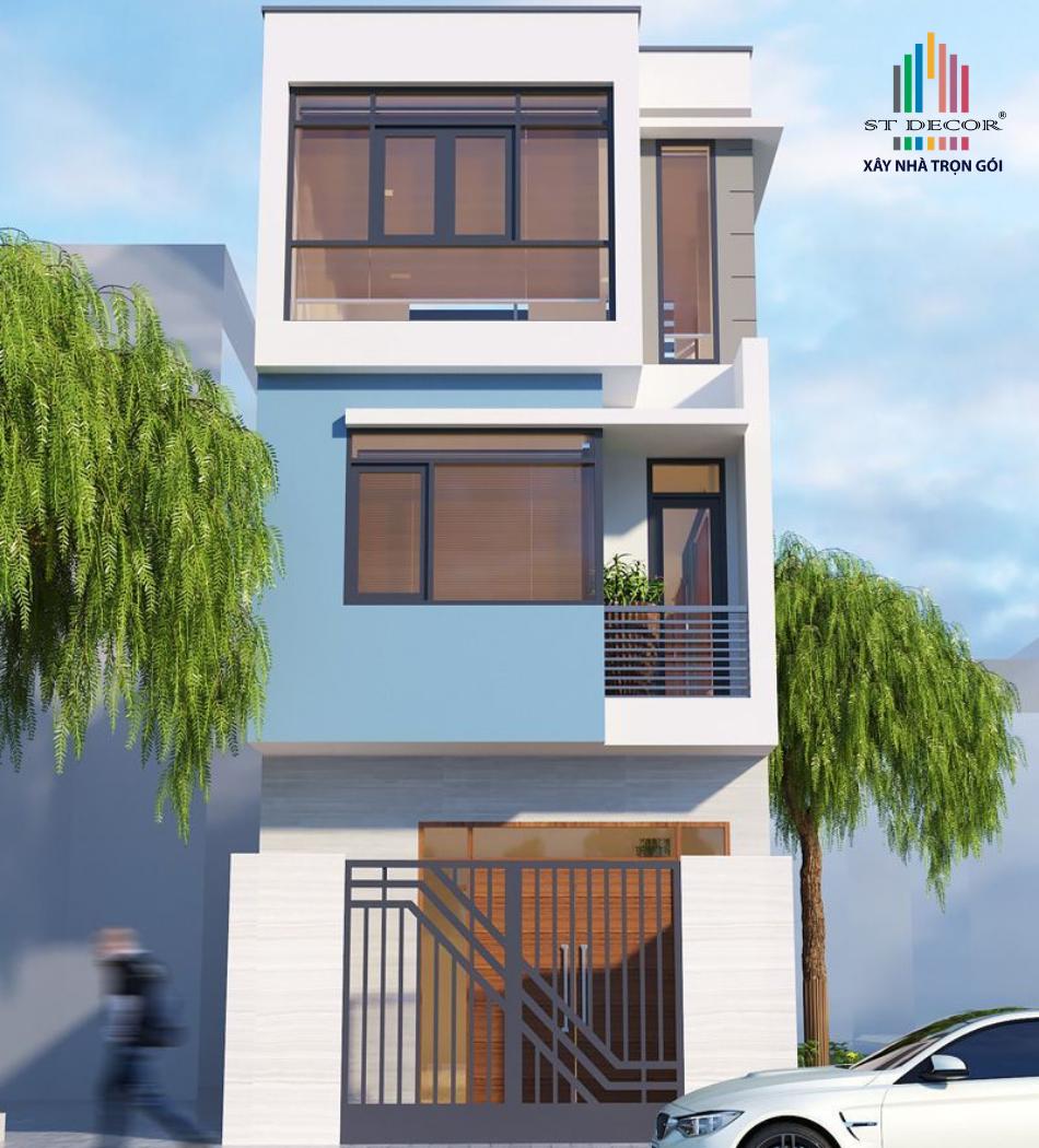 Một số mẫu nhà 90m2 2 tầng 1 tum mái bằng đẹp mà bạn có thể tham khảo