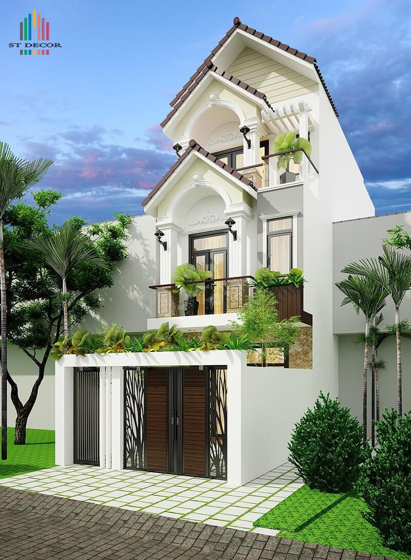 Mẫu nhà 3 tầng với mái thái cổ điển