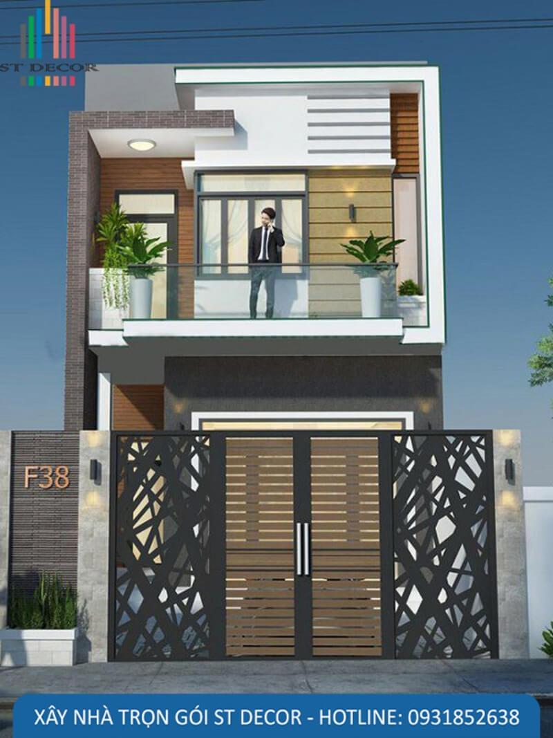Mẫu nhà sử dụng các gam màu đối lập nhau tạo ấn tượng