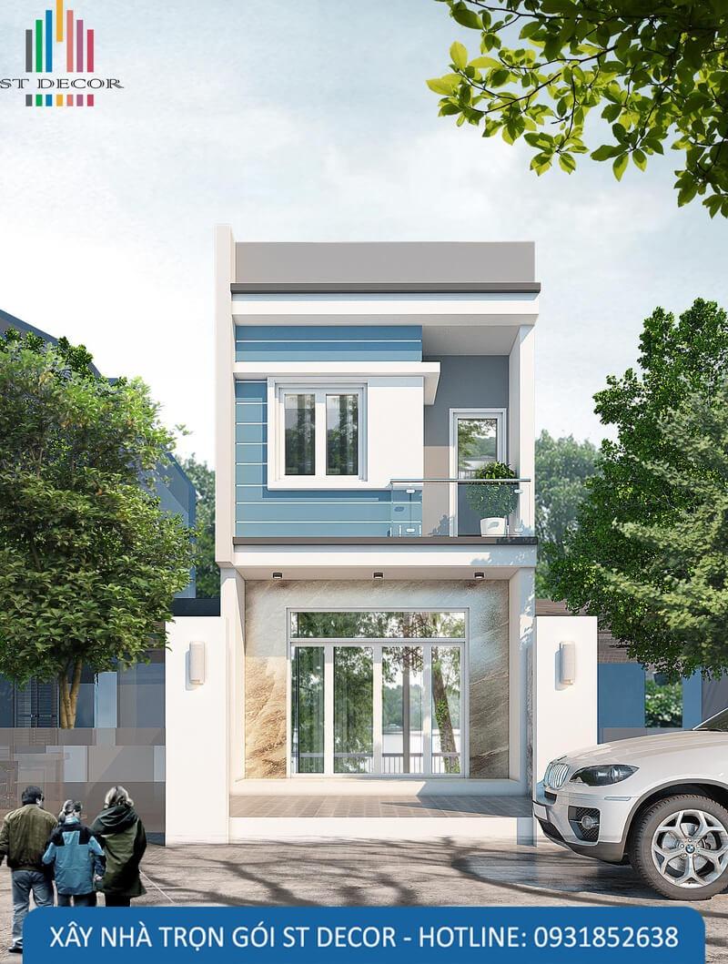 Mẫu nhà 1 trệt 1 lầu 6x20m với không gian rộng rãi, màu sắc tươi tắn, thích hợp cho gia đình từ 3-5 thành viên