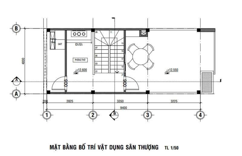Bản vẽ mặt bằng của nhà 1 trệt 1 lửng 2 lầu đẹp