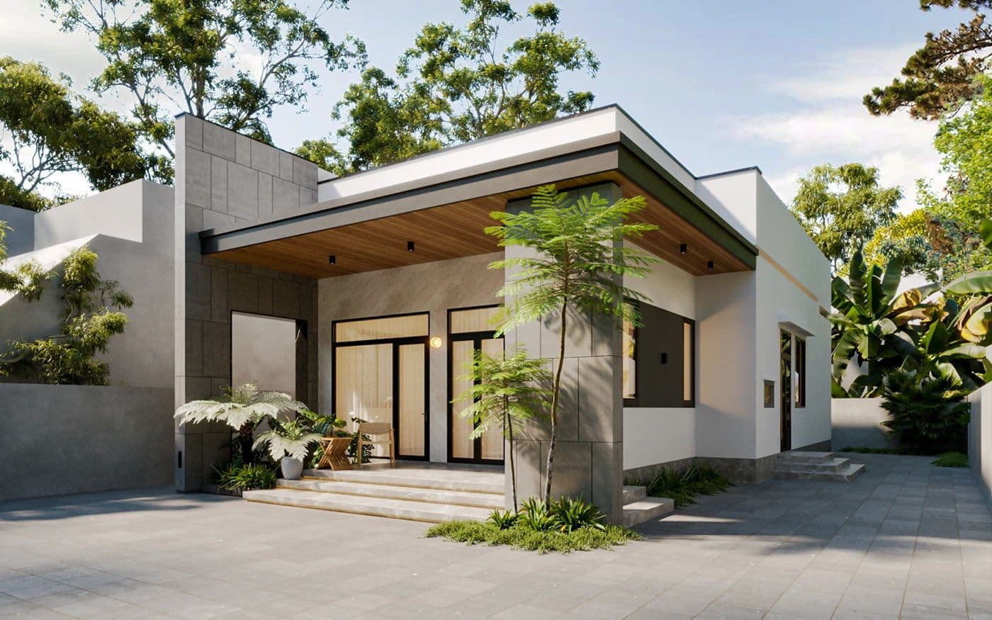 Mẫu thiết kế nhà đẹp Bình Dương dạng cấp 4 sẽ phù hợp với những gia đình trẻ, có ít thành viên