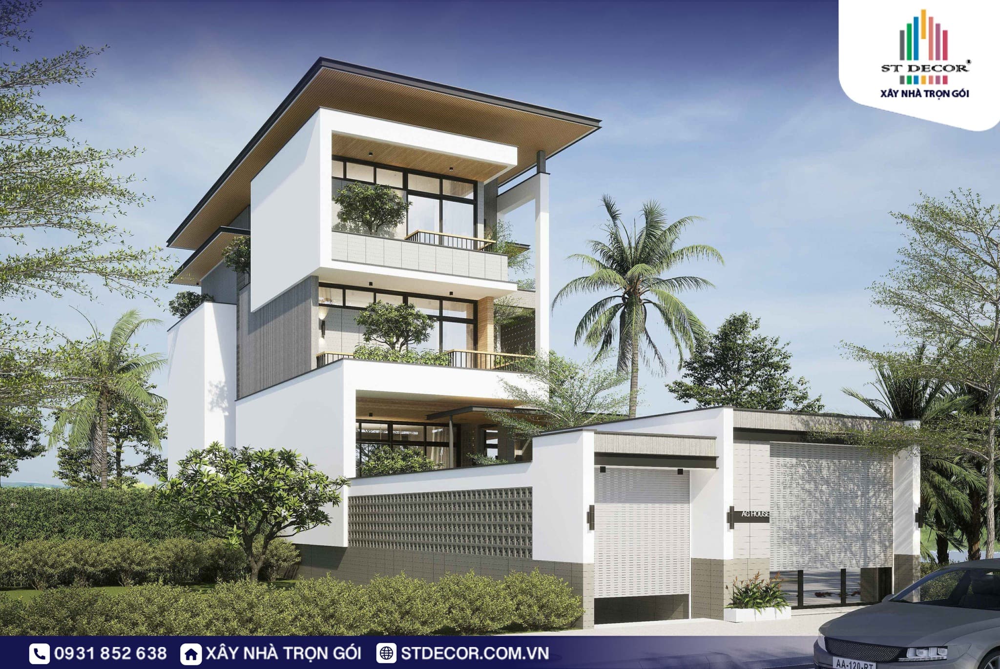 Mẫu thiết kế nhà tại Bình Dương dạng biệt thự 3 tầng đẳng cấp, giúp tạo nên không gian sống thượng lưu