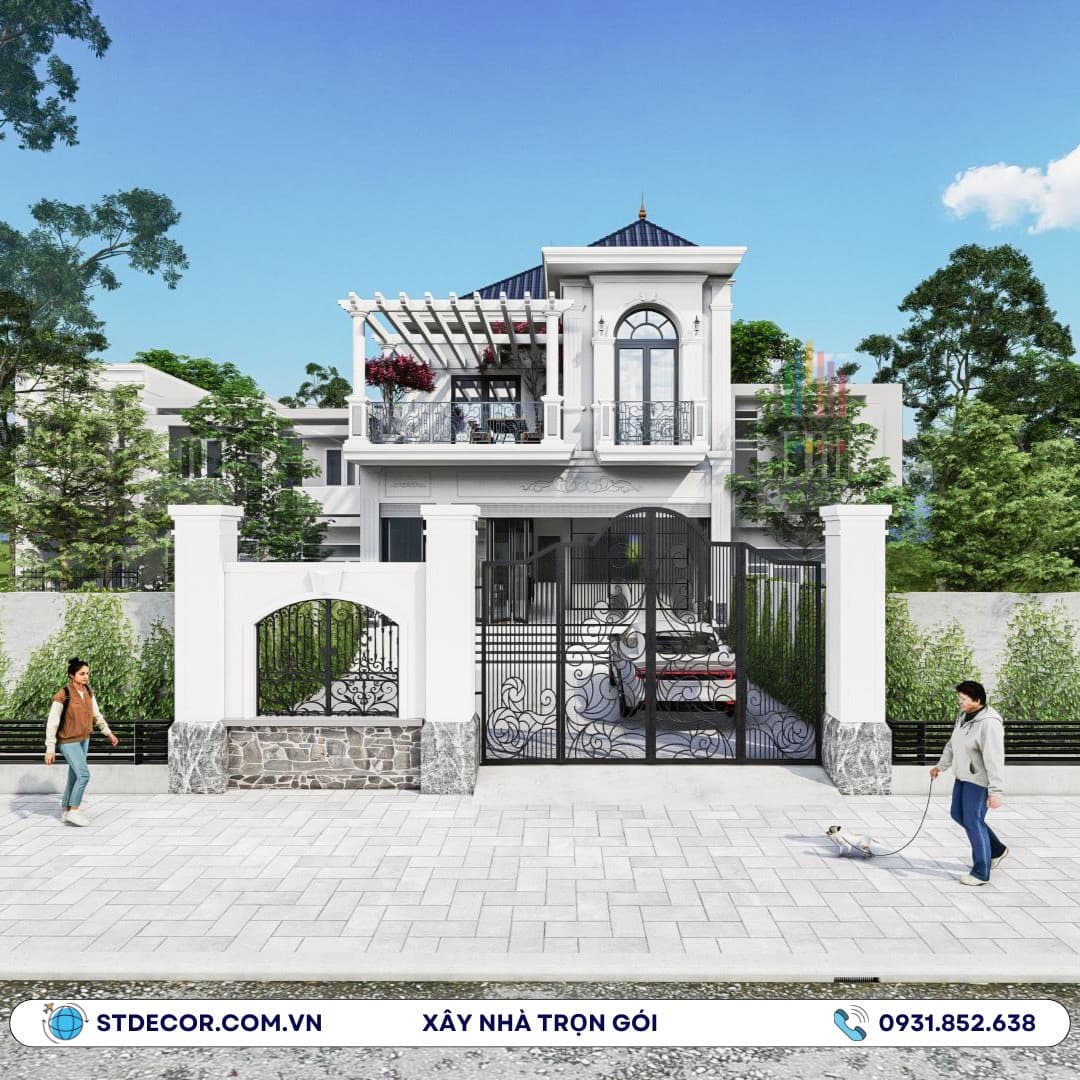 Mẫu thiết kế nhà đẹp Bình Dương phong cách Tân cổ điển nổi bật với sự quý phái, thượng lưu