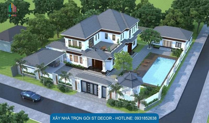 Biệt thự sân vườn kết hợp hồ bơi