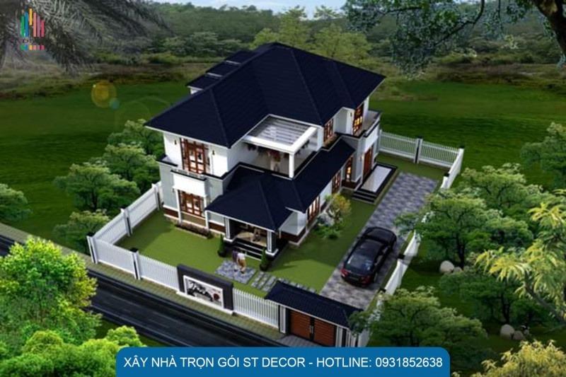 Mẫu thiết kế biệt thự sân vườn mái Thái