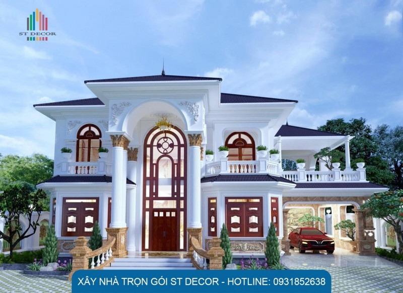 Căn biệt thự kết hợp các màu sắc đối lập tạo nên sự nổi bật