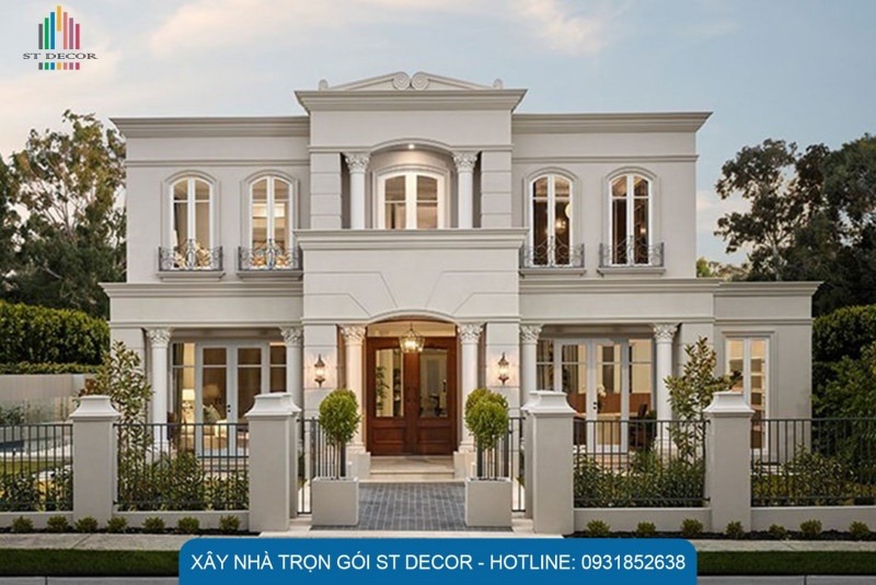 Thiết kế biệt thự 2 tầng kiểu Pháp nhẹ nhàng, quyến rũ