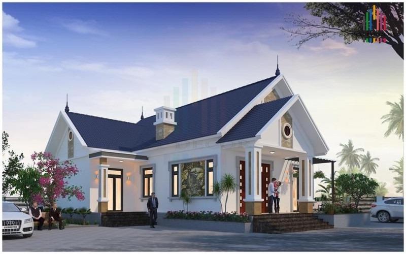 Kiểu nhà cấp 4 mái Thái sân vườn rộng