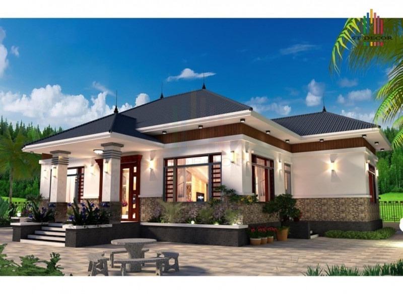 Nhà cấp 4 mái Nhật diện tích lớn
