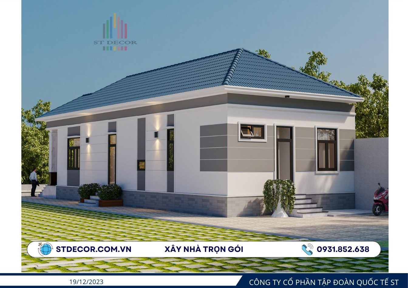 Công trình nhà cấp 4 mái Thái với sân vườn thoáng mát tại vùng nông thôn huyện Trà Ôn