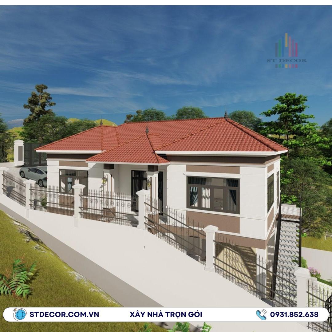 Công trình biệt thự 2 tầng hiện đại mái Nhật với khuôn viên rộng thoáng tại vùng nông thôn huyện Kế Sách