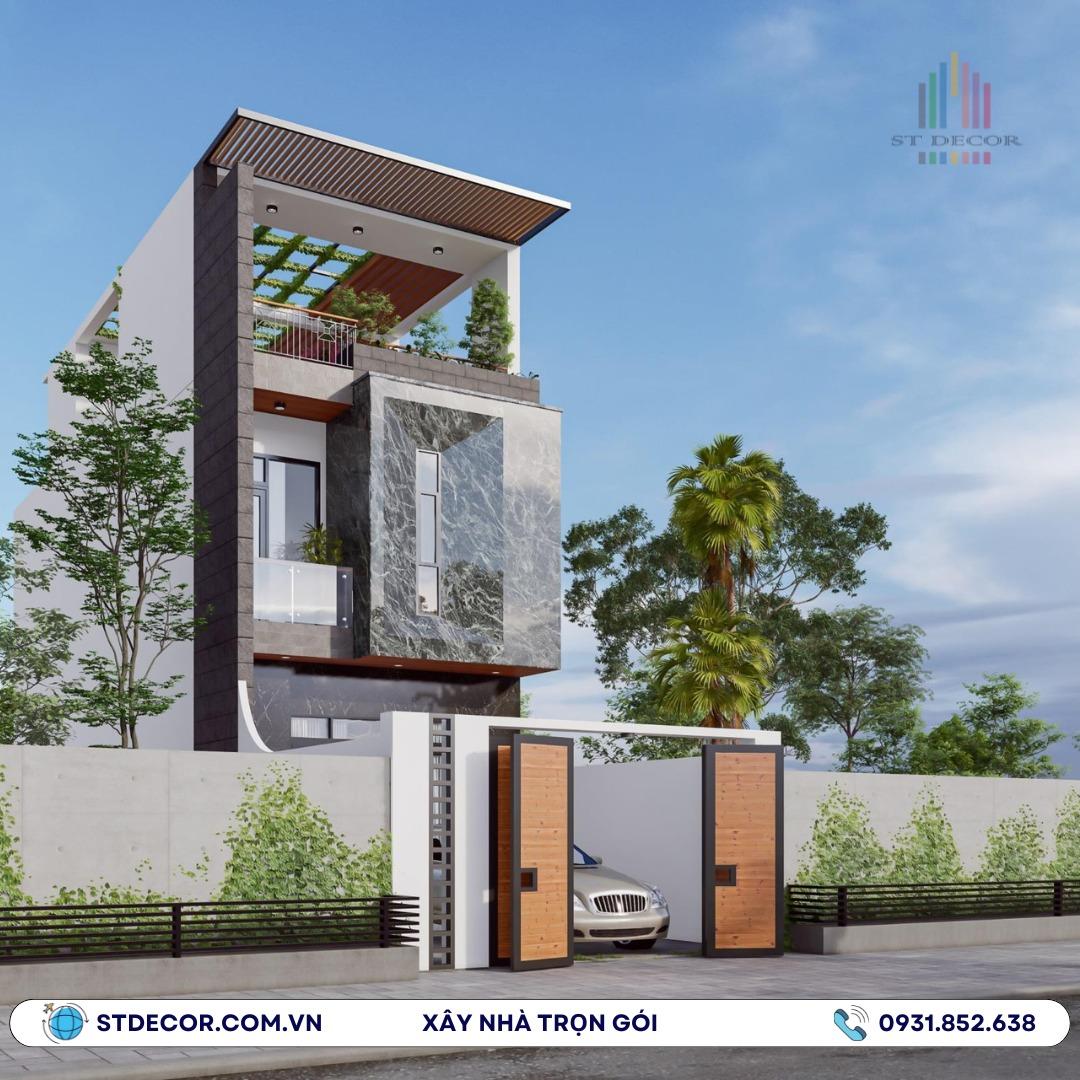 Công trình nhà phố 2 tầng 1 tum tại trung tâm huyện Thoại Sơn