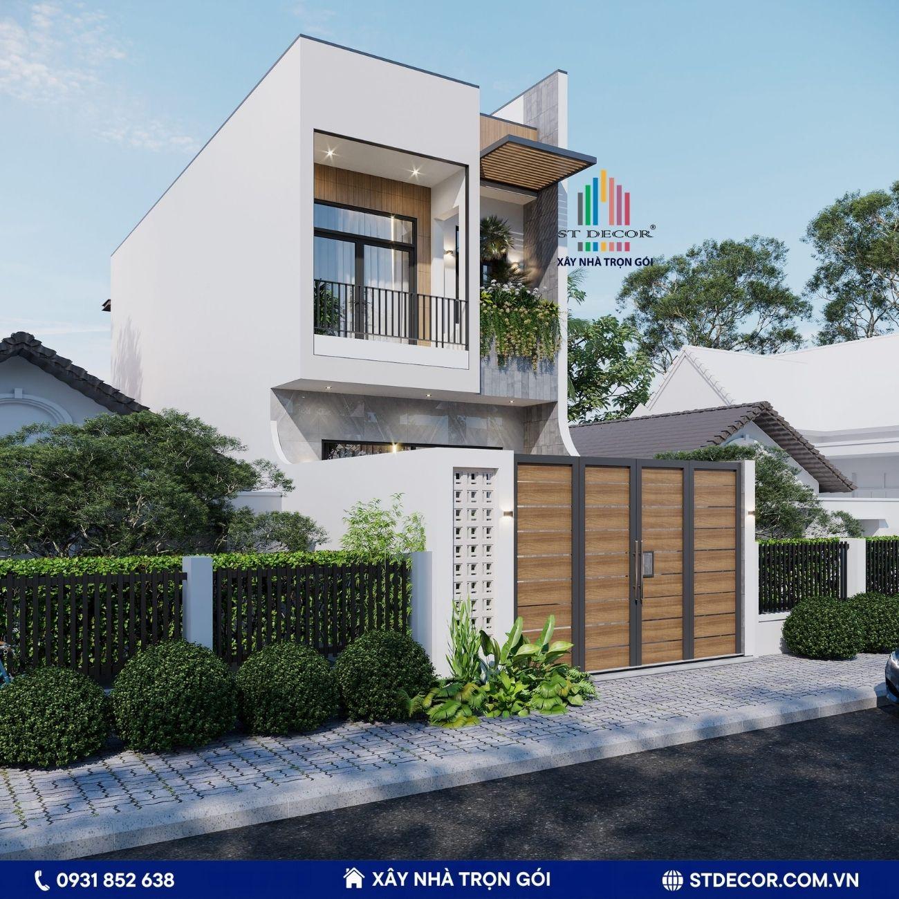 Công trình nhà phố 2 tầng với diện mạo ấn tượng tại khu vực thành thị huyện Tịnh Biên