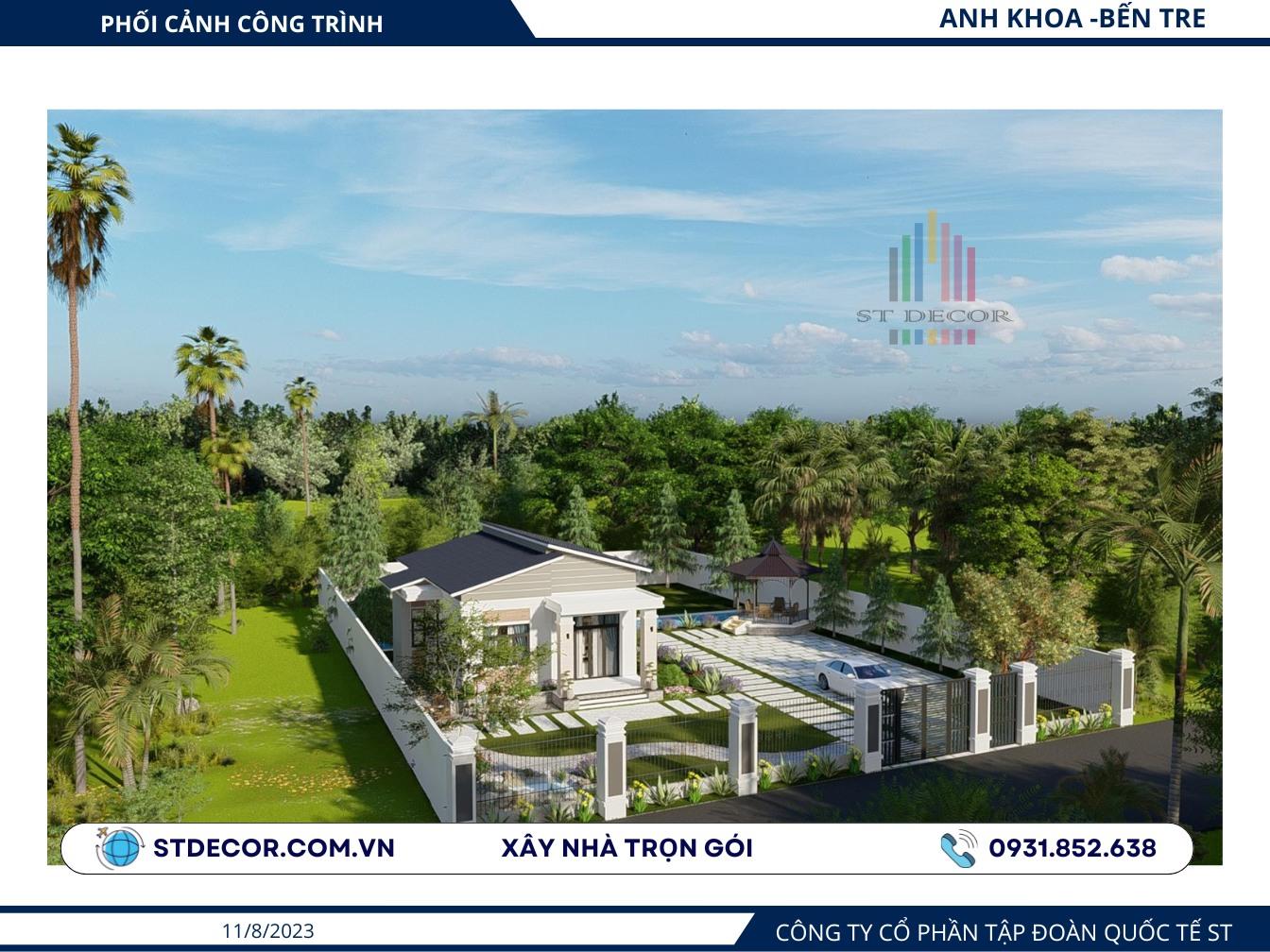 Công trình nhà cấp 4 sân vườn gần gũi với thiên nhiên tại vùng nông thôn huyện Mỏ Cày Nam