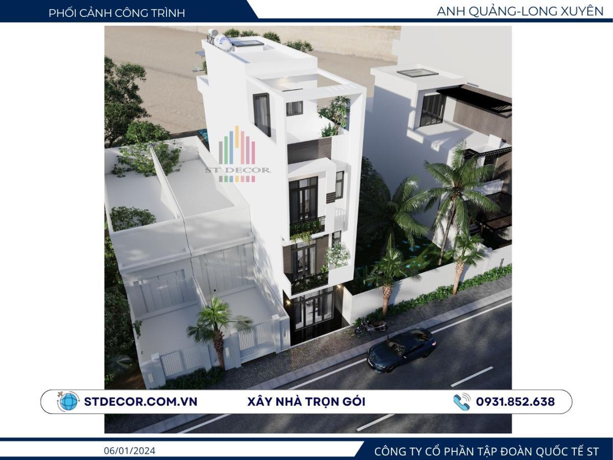 Phối cảnh 3D xây nhà trọn gói 1 trệt 2 lầu 1 tum