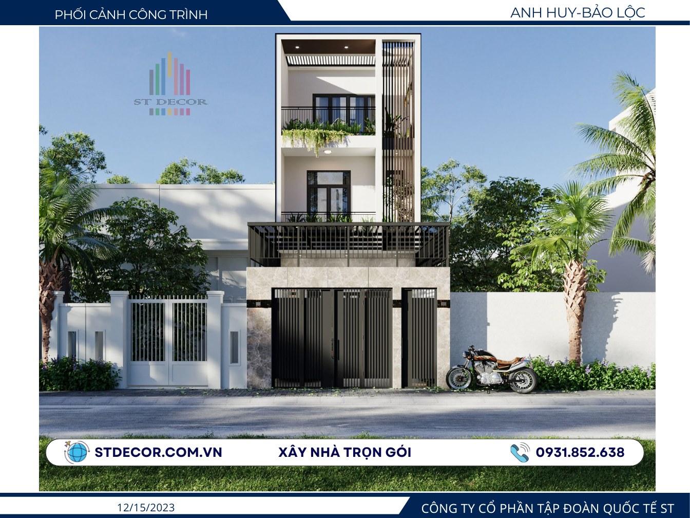 Căn nhà với góc chính diện so với thiết kế
