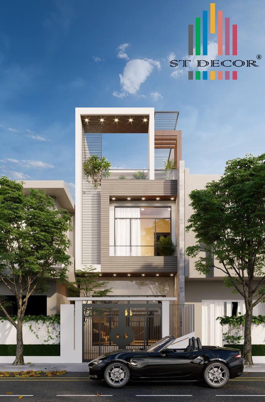 Công trình nhà phố được bố trí giếng trời thông thoáng do ST DECOR thực hiện