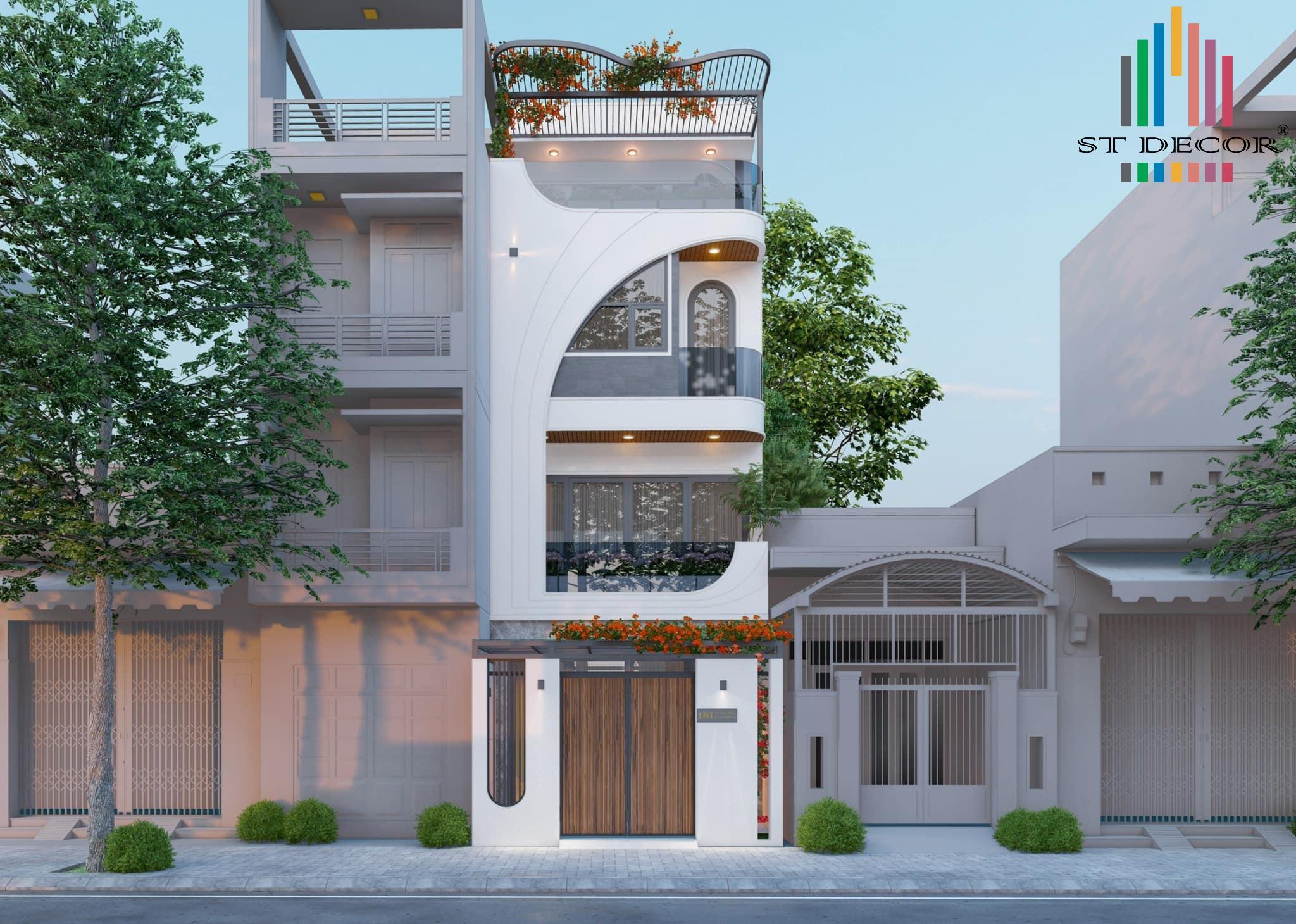 Công trình nhà phố 3 tầng hiện đại với không gian mở, tận dụng tối đa ánh sáng tự nhiên