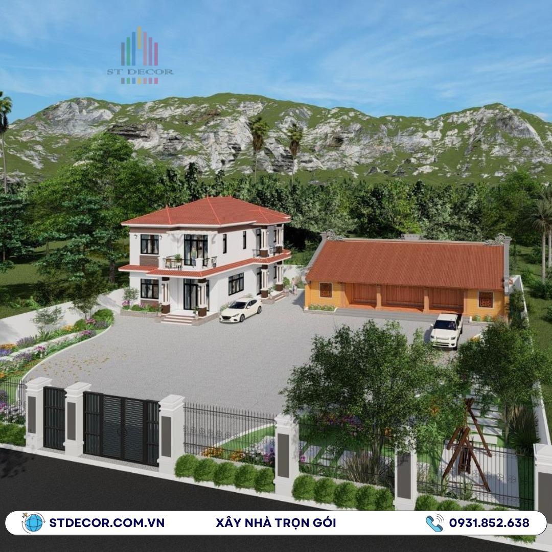 Công trình biệt thự 2 tầng sân vườn rộng rãi và gần gũi với thiên nhiên