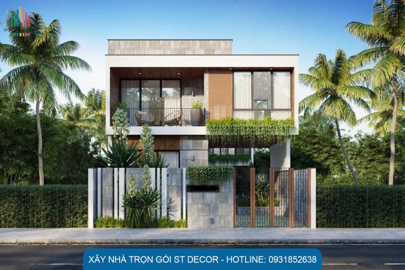 Công trình biệt thự 2 tầng mái bằng với mặt tiền rộng rãi tại ngoại ô huyện Đất Đỏ