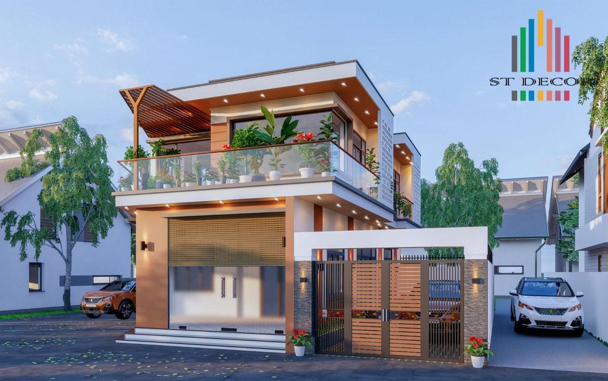 Công trình nhà 2 tầng mái bằng với thiết kế tối giản phù hợp với những cặp vợ chồng trẻ tại huyện Mộc Hóa