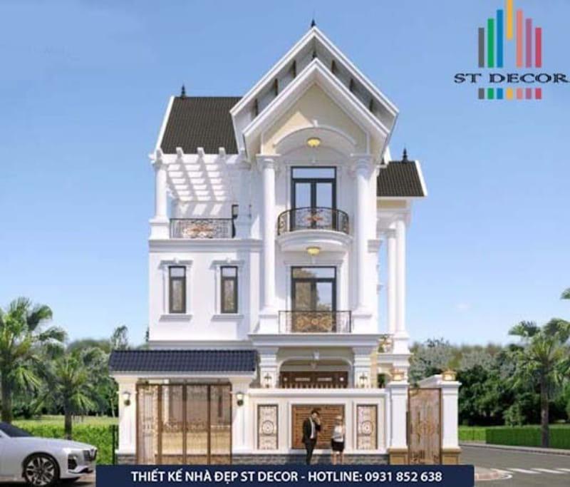 Công trình nhà 3 tầng mái Thái với 2 mặt tiền tại trung tâm huyện Phú Tân