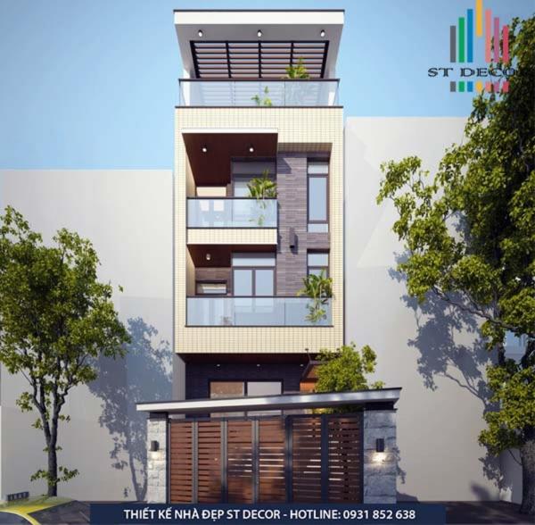 Công trình nhà ống mặt phố 4 tầng tại trung tâm huyện Phú Tân