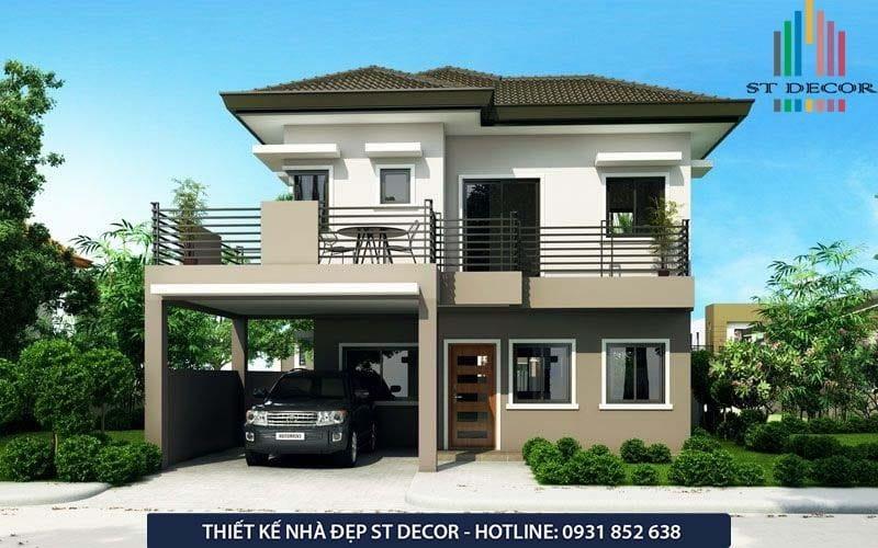 Công trình nhà mái Nhật 2 tầng đơn giản và đầy đủ tiện nghi cơ bản