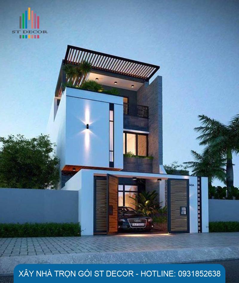 Công trình nhà phố 3 tầng với mặt tiền ấn tượng