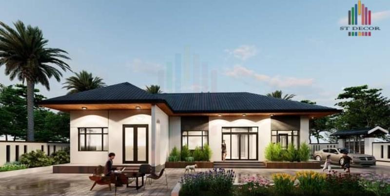 Công trình nhà mái Nhật cấp 4 hình chữ L tại huyện Tánh Linh
