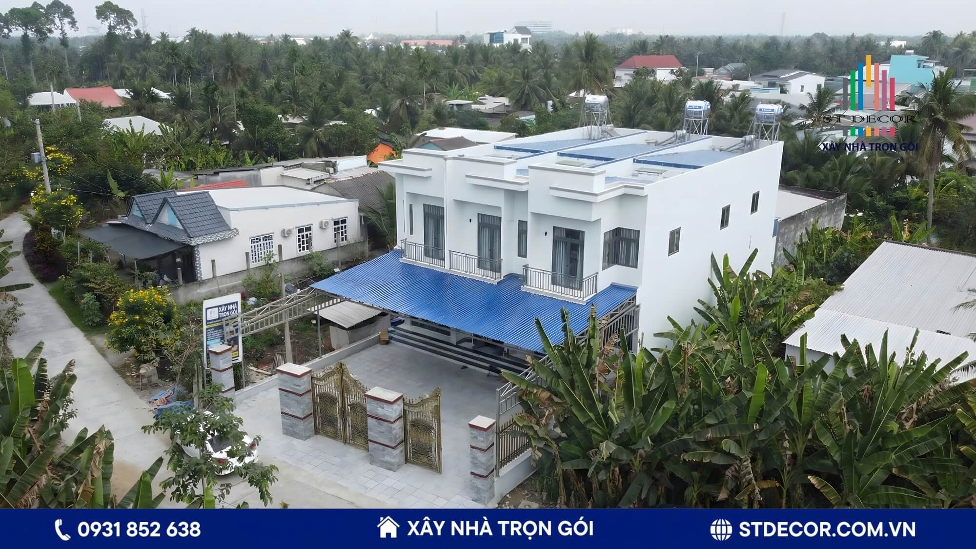 Xây dựng nhà 1 trệt 1 lầu 1000m2 Anh Bình Tiền Giang