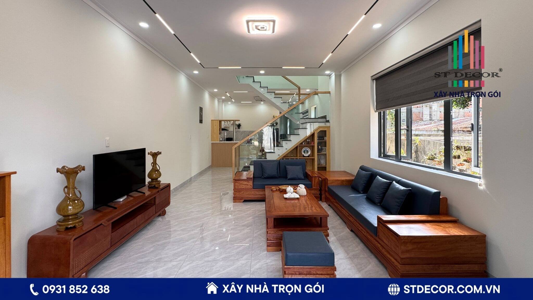 Phòng khách sẽ được bố trí ở vị trí phía trước nhà giúp tạo sự thông thoáng và thuận tiện trong việc tiếp khách